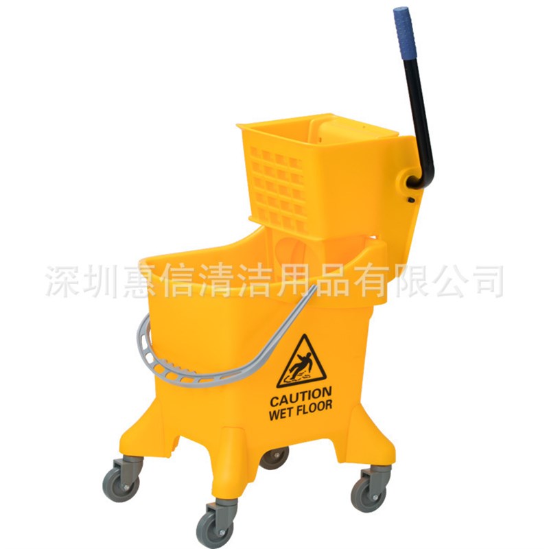 清洁单桶榨水车柞水轻便保洁家用挤水拖把下压式侧压式拖地桶