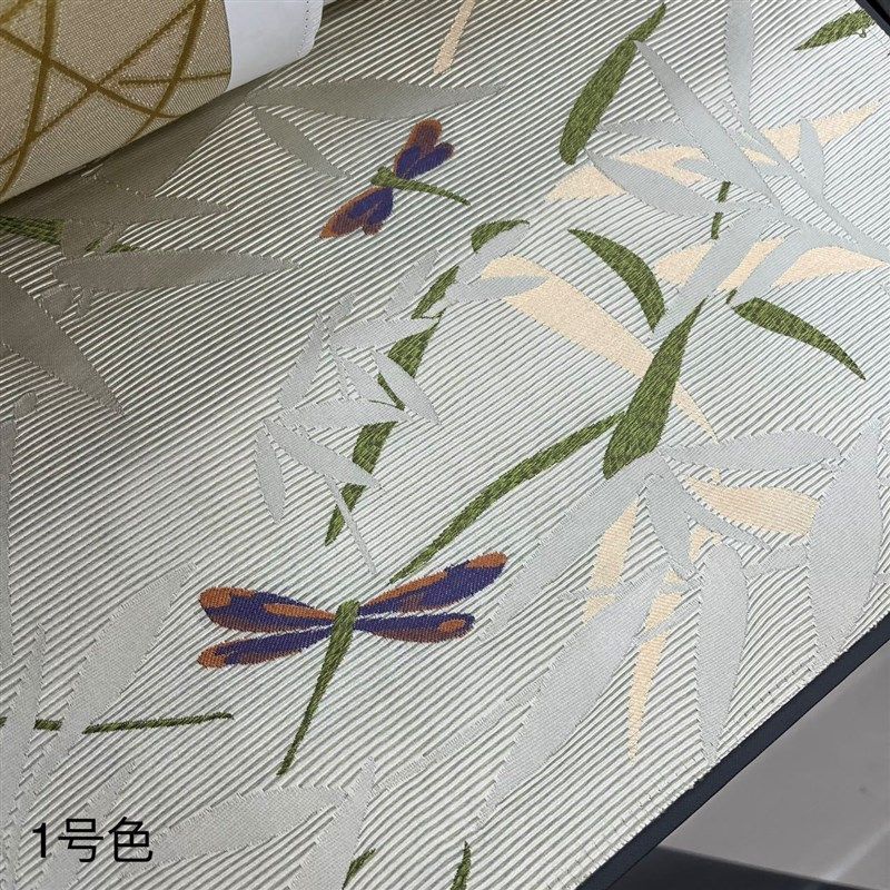 高精密提花面料蜻蜓动物图案美体提花布纺丝抱枕布新中式沙发布料