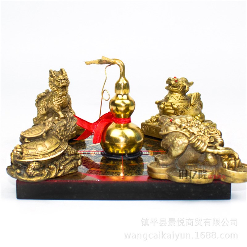 铜五宝阵铜龙龟大象麒麟葫芦貔貅罗盘摆件铜金蟾摆件