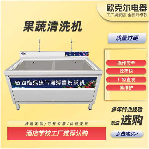 定制果蔬清洗机全自动气泡清洗洗菜机不锈钢槽式肉类商用高效清洗