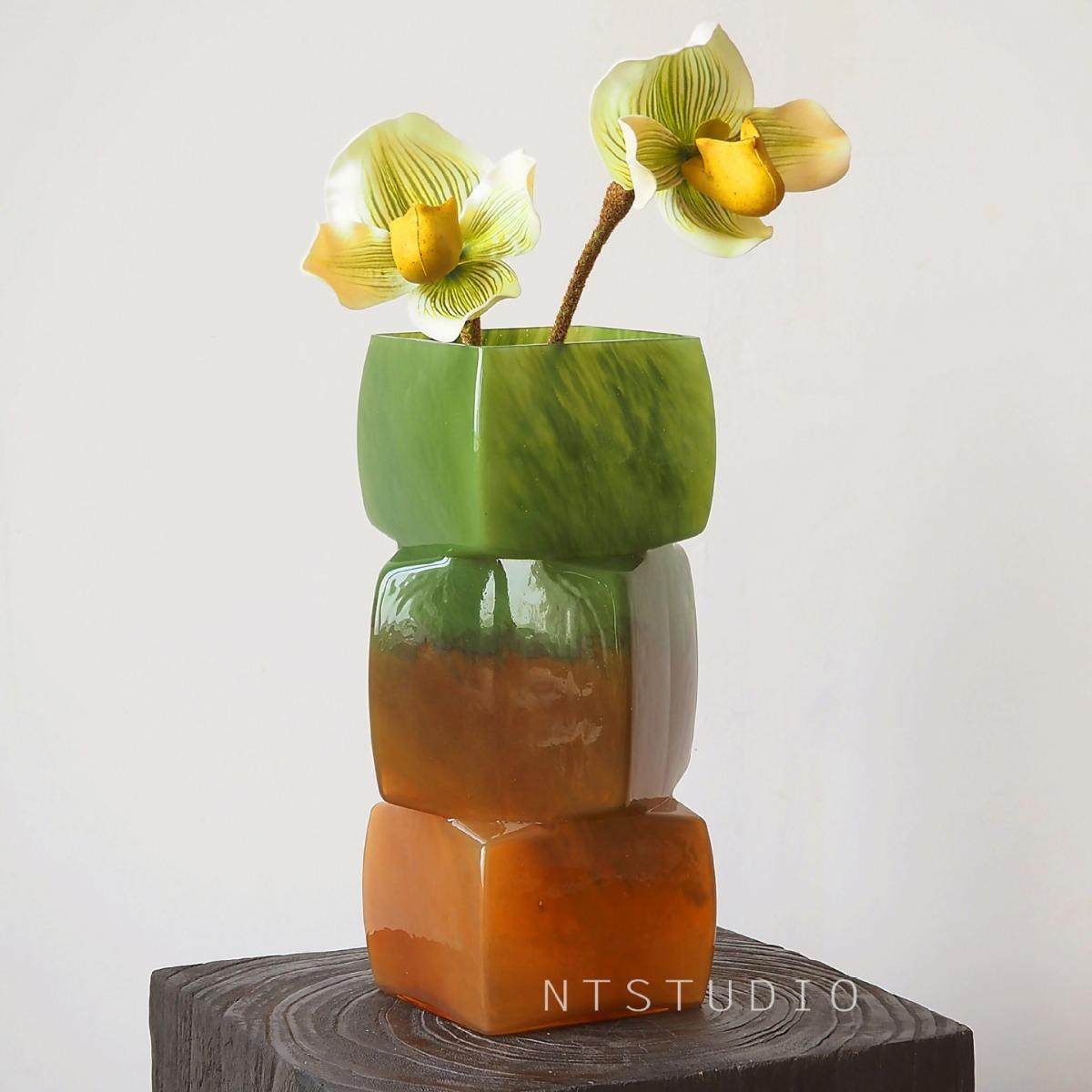 渐变色肌理几何方块中古琉璃花瓶室内装饰高档花瓶样板间玻璃花器,纺织面料/辅料/配套,纺织机械配件,淘宝优惠券,粉丝福利购,淘宝优惠卷