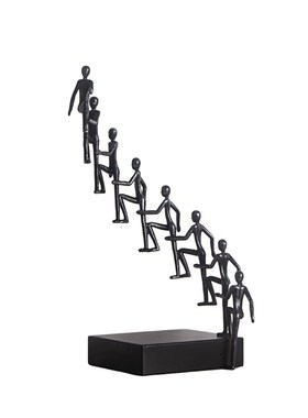 现代极黑色铸铁金属物创意抽象工艺品办公室书房博古架