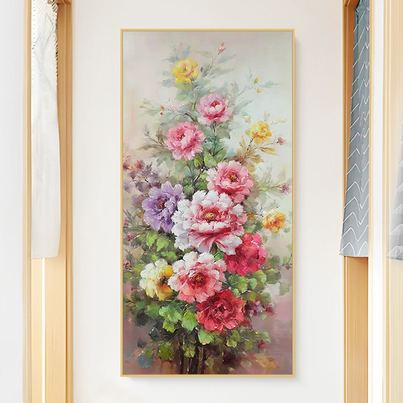 卉牡丹数字油画手工填充填色油彩画手绘涂色客厅玄关装饰画