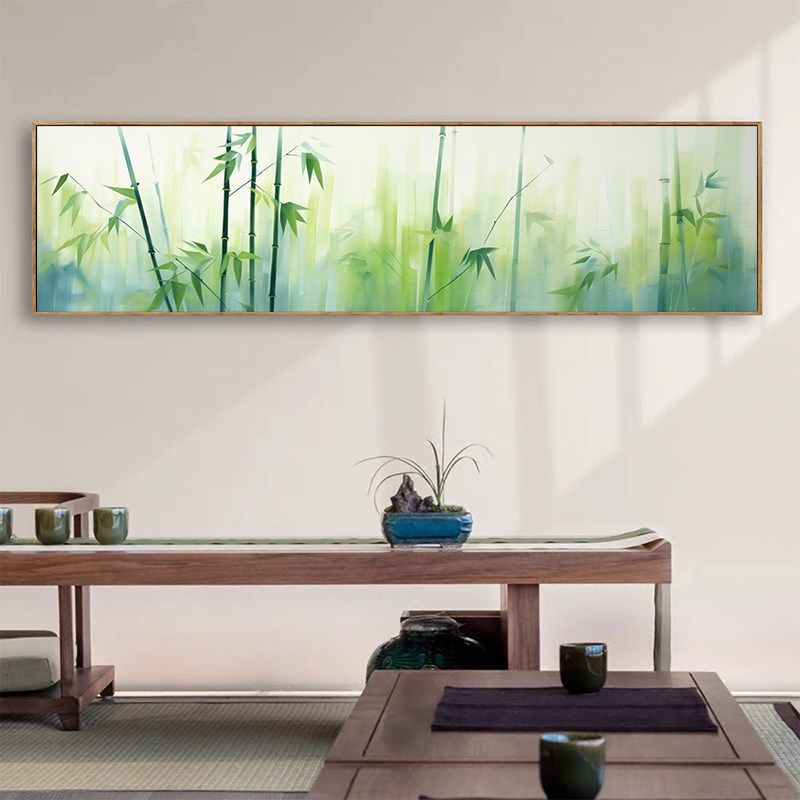 竹报平安竹子卧室床头装饰画客厅沙发背景墙壁画竹叶风景挂画