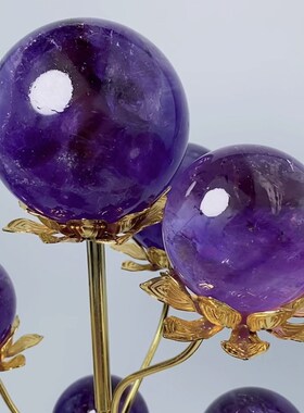 水晶球底座金属支架七星阵装饰七彩紫白粉黄黑绿红水晶