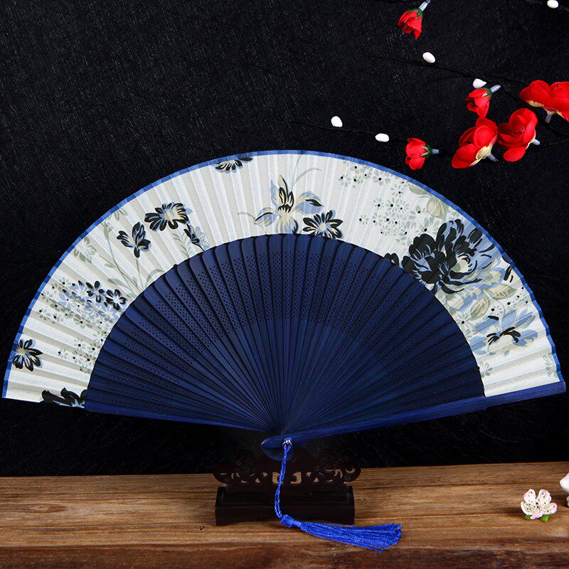 丝艺堂古风礼品珠光真丝绢扇 夏季工艺女士礼品折扇送扇