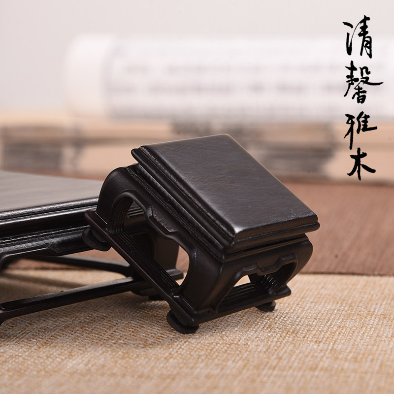 紫光檀实木正方长方文玩茶杯茶壶奇石玉器印章小底座红木架