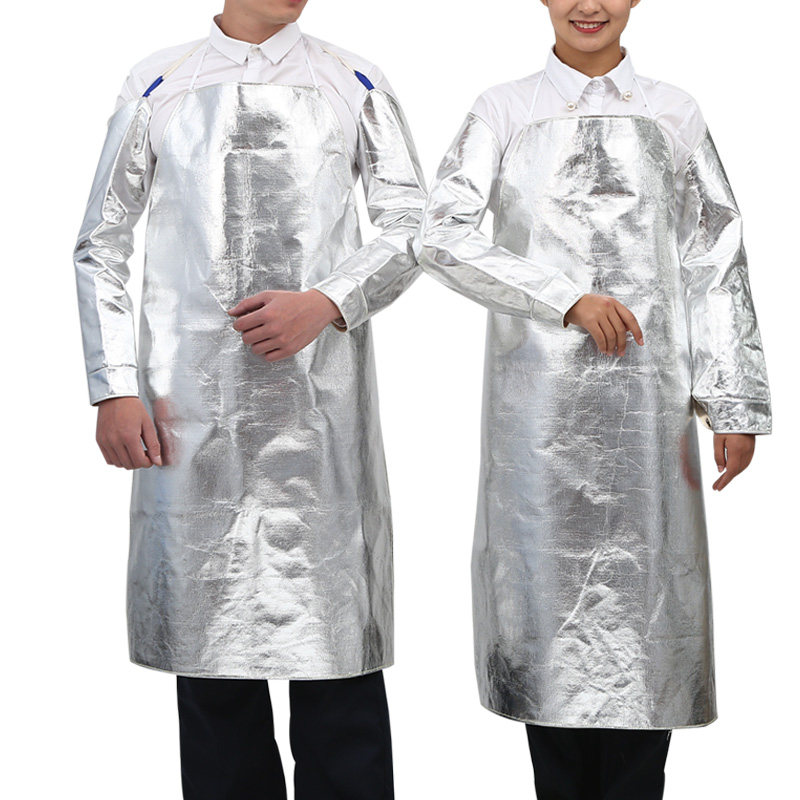耐温防烫铝箔围裙隔热服隔热防火星热辐射防油纯色无袖