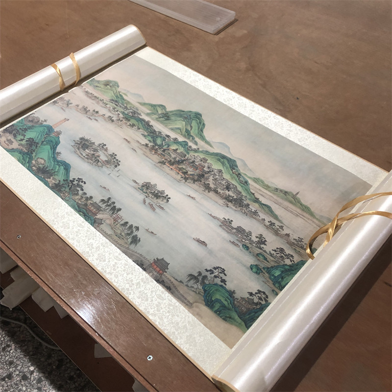 张若霭 西湖全景图 新青绿山水画挂画微喷复制客厅装饰画