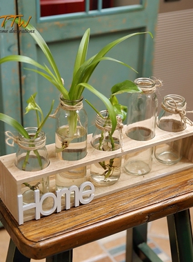 台面小瓶 水培绿萝客厅 木座瓶