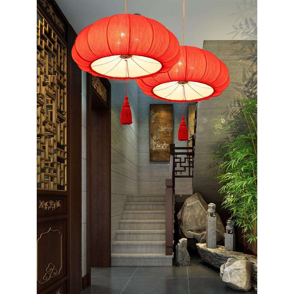 中式酒店吊灯红灯笼火锅店地中海客厅田园风餐厅灯南瓜灯厂家直销