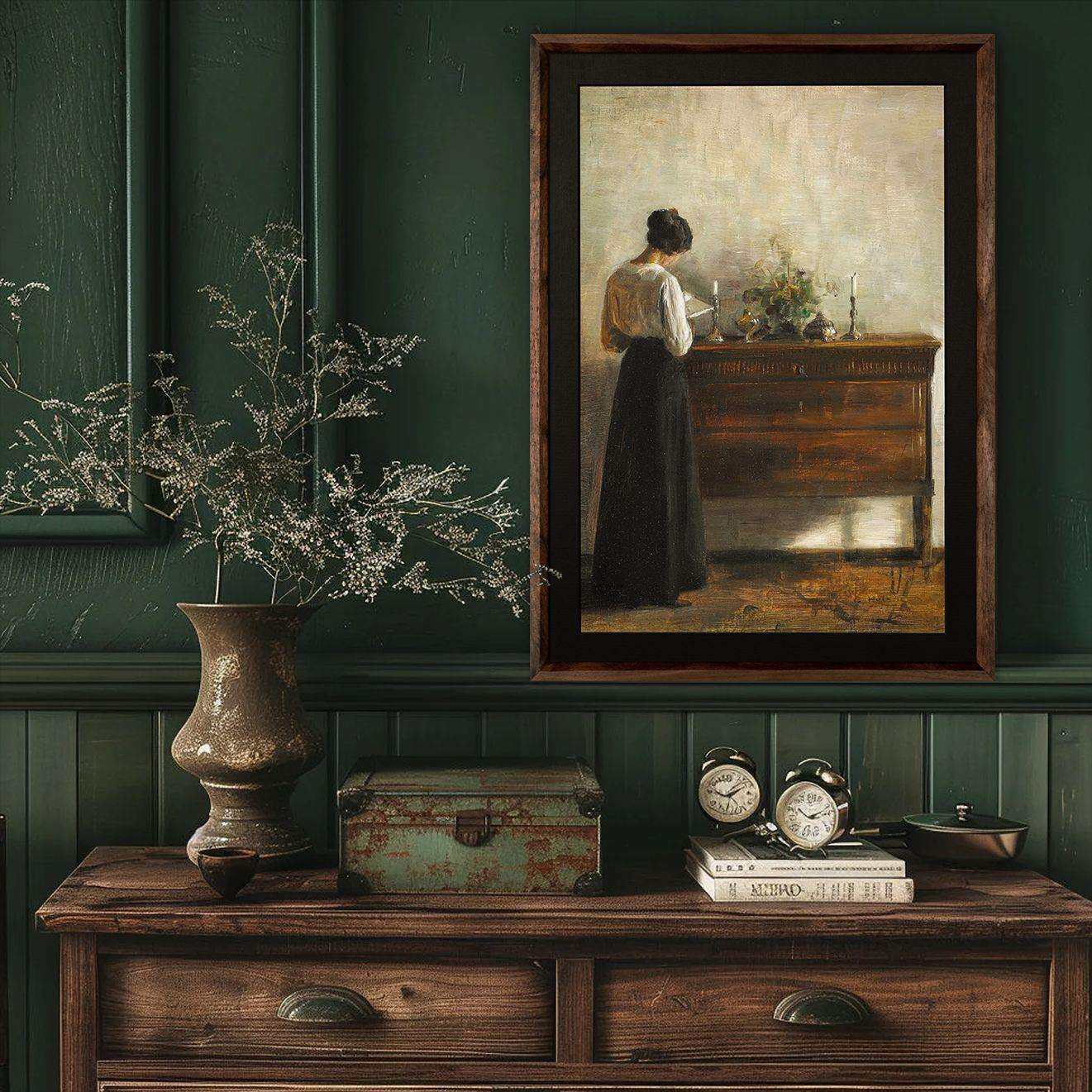 泽拉图美式乡村装饰画书房玄关人物挂画简约实木复古百搭名画墙画