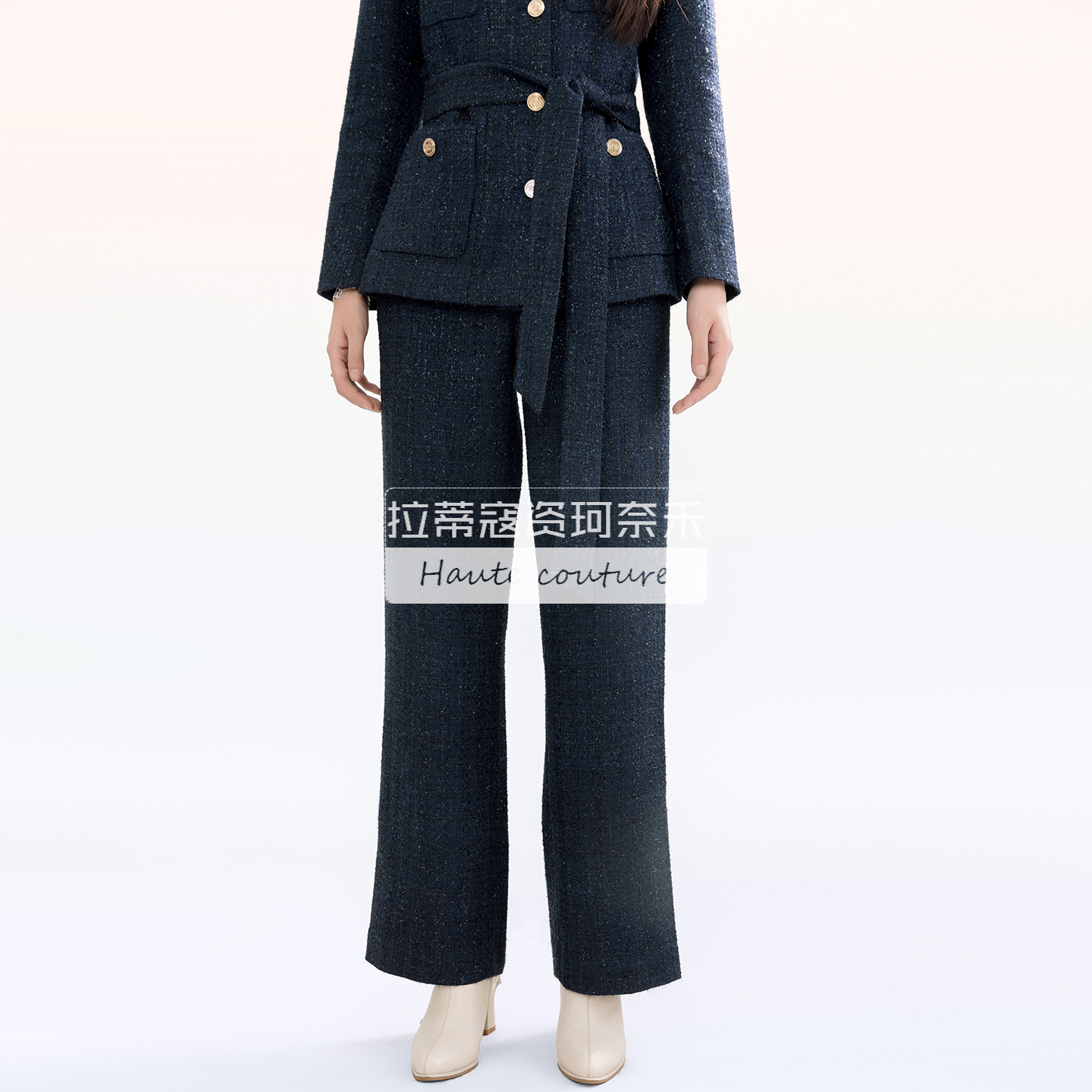 商场同款2025秋季裤子新款通勤直筒阔腿裤粗花呢西装裤休闲风长裤