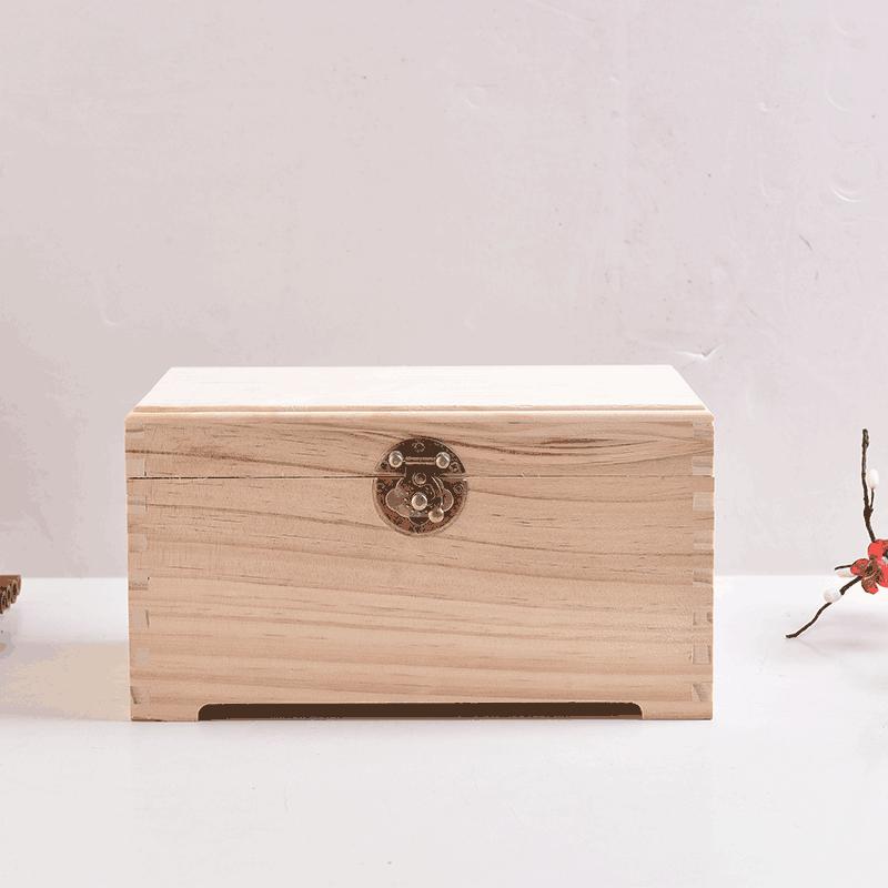 松木天地盖复古卡扣收纳木盒茶饼