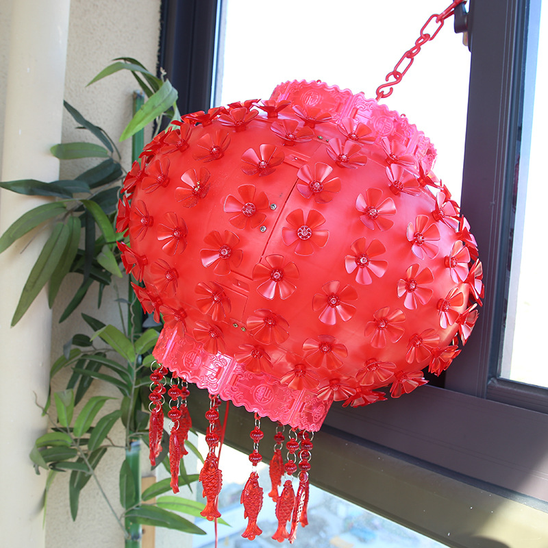 新年节日喜庆花朵插电灯笼户外LED流苏吊坠灯饰樱花挂饰