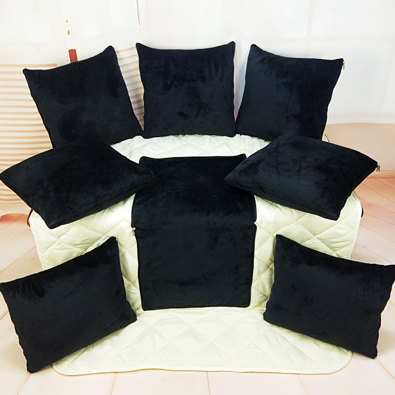 现货超柔黑色抱枕被子两用二合一