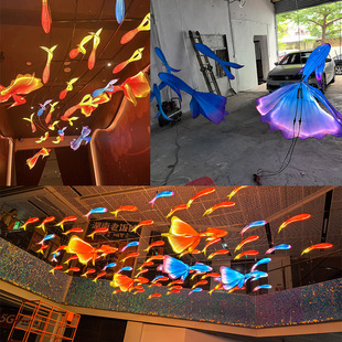 城隍庙鱼群尾巴鱼灯鲤鱼金鱼花灯旅游区古镇通道吊饰餐厅酒楼灯笼