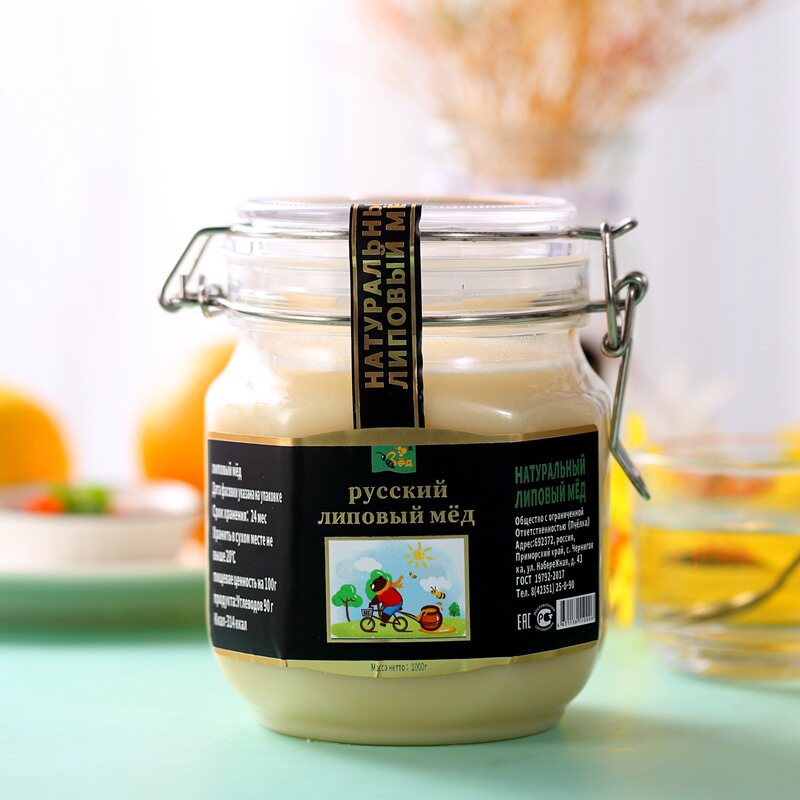 俄罗斯蜂蜜椴树蜜原装进口1000g大瓶装卡扣天然结晶雪蜜一件