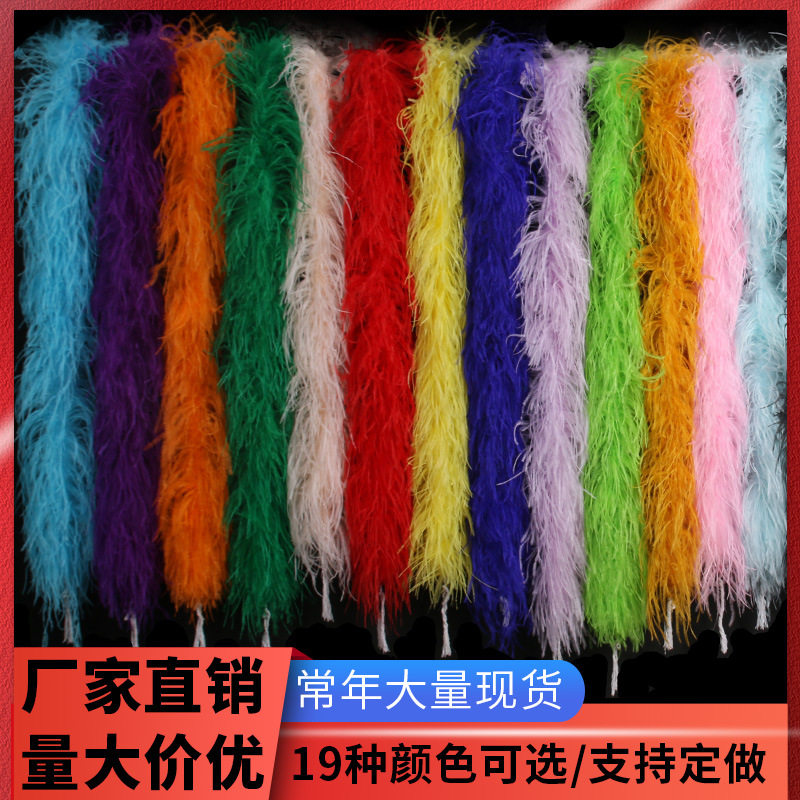 彩色加粗加密鸵鸟羽毛绒条鸵鸟羽毛条DIY礼服时装秀服装辅料