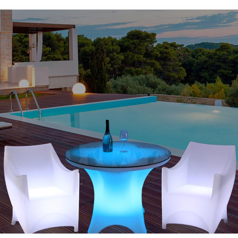 ld酒吧发茶光圆形餐桌e2椅 场散台桌几靠背椅子户外公园夜滚塑家