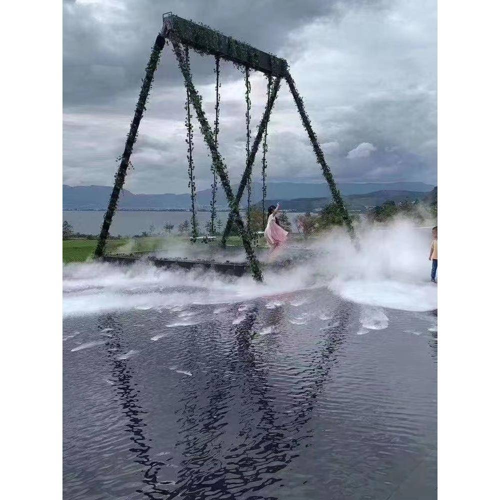 打卡雨幕流网红户外帘瀑水水布秋千商用环数字发光设备万棵松文循