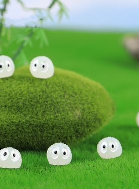 微景观园林装饰发光煤球呆萌宫崎骏迷你夜光小煤球配饰