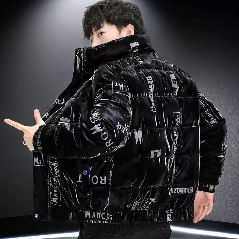 青少年亮修身棉袄皮棉服棉衣男大码新款立领加厚保暖冬季羽绒帅气