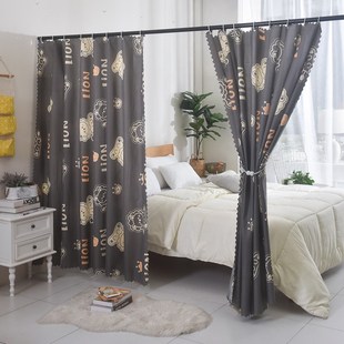 遮挡帘出租房卧室床帘子半遮光帘客厅房间分割布过道帘布料