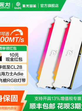 云彣紫光国芯32G 16Gx2 64G DDR5 6000 6800内存条台式机RGB灯条