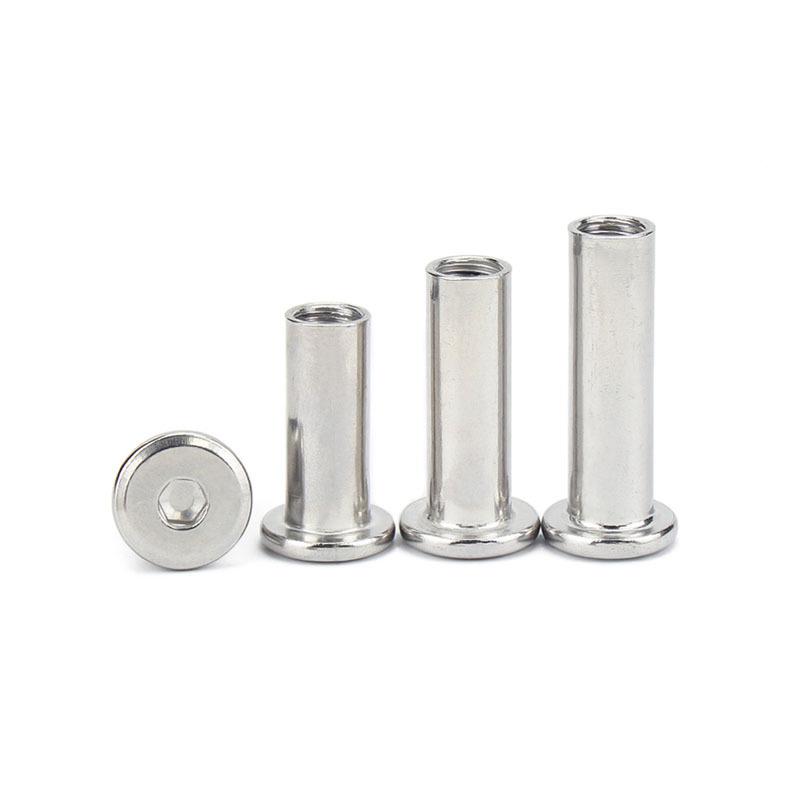 304不绣钢倒边内M锁六角夹板螺螺母 3-M10平头斜边对螺母 家具帽