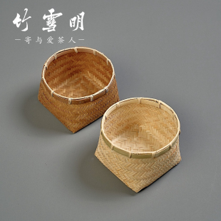竹编篓子竹篮子零食收纳筐桌面收纳竹筐手工干果小筐茶点 竹雪明