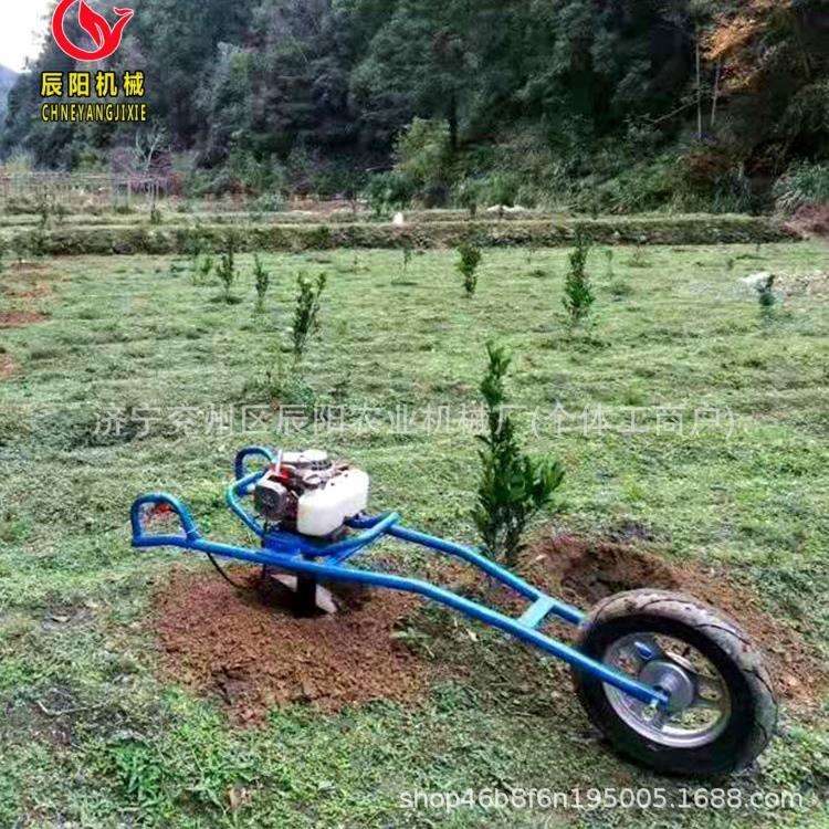 汽油挖坑机小型家用双轮自走单人可操作挖坑地钻机