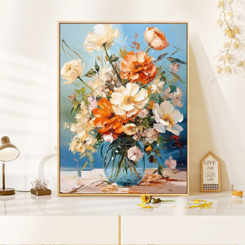 油画 丙烯涂色填充卉挂画手工填色画手绘客厅饰油彩画