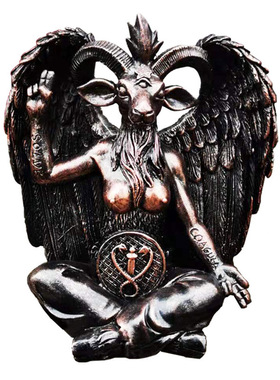 撒旦雕塑邪恶魔鬼坐禅魔法打坐山羊树脂工艺品仿铜装饰品