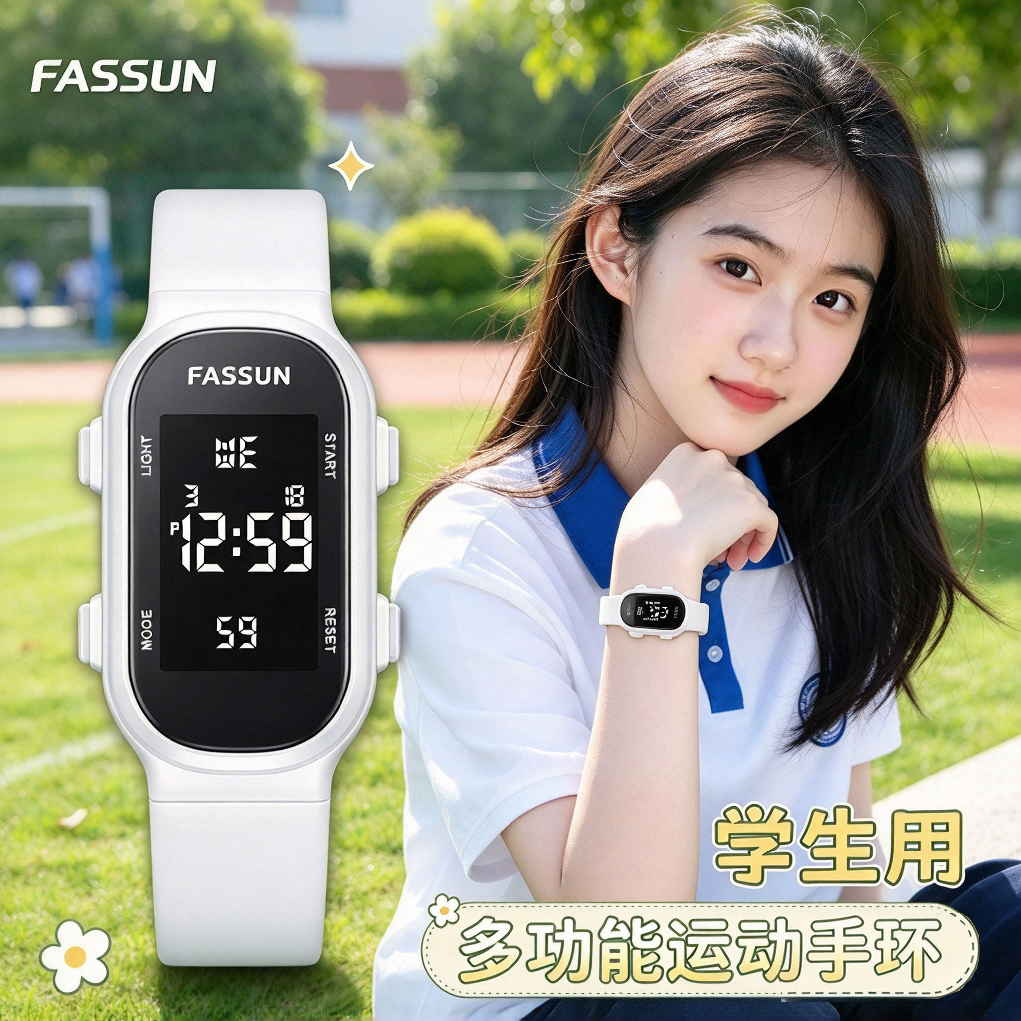 2026新款防水手表游泳专用学生初高中运动计时儿童手环女孩电子表