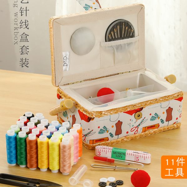 欧式高档布艺针线盒便携式针线包家用多功能缝纫工具套装结婚缝补