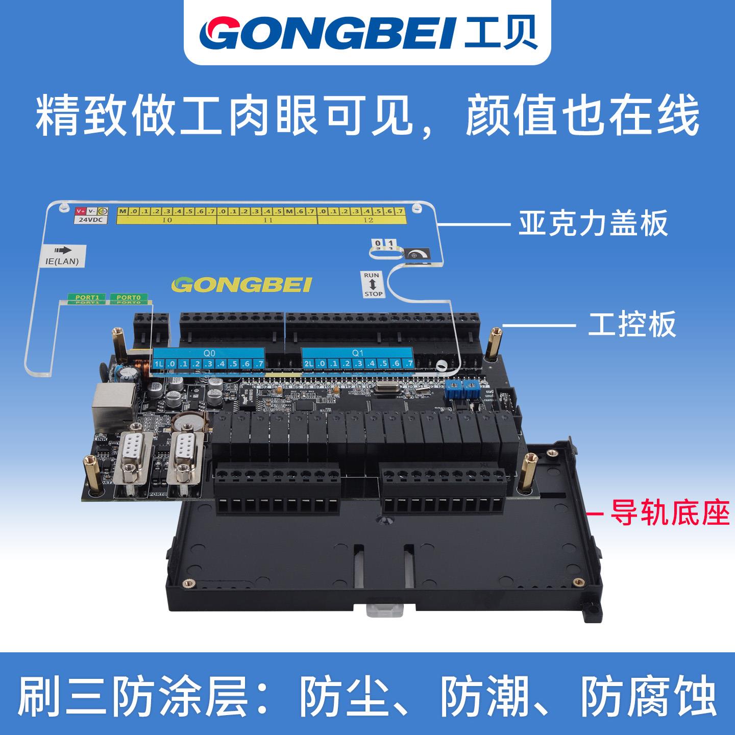 工贝PLC工控板GPU222 223 228兼容CPU224XP国产200可程式设计控制