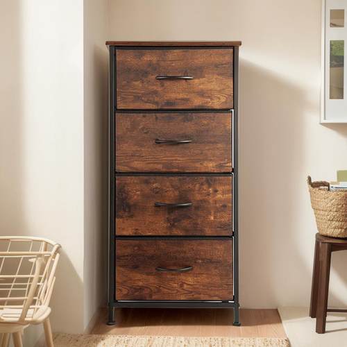 利楠简约现代客厅落地靠墙收纳柜四抽收纳卧室床头柜无纺抽屉柜子