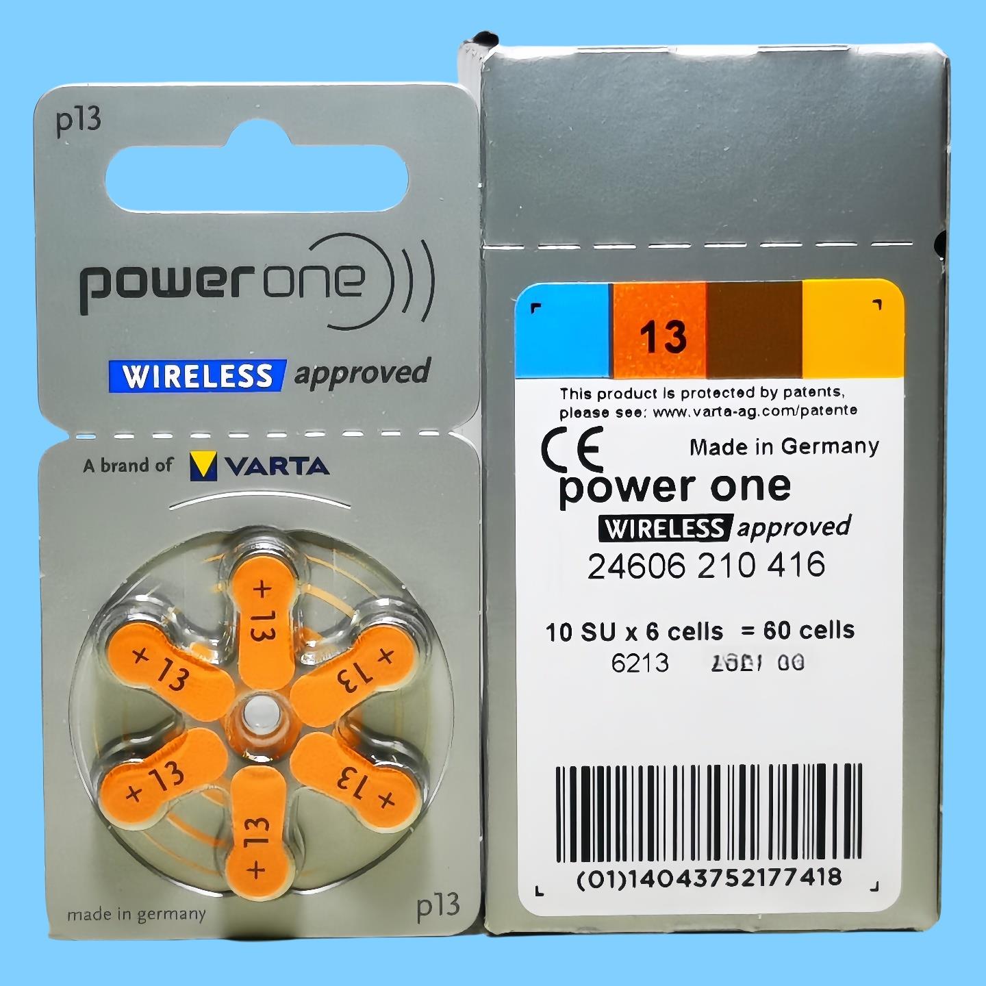 德国进口powerone电池p13助听器电池a13峰力瑞声达奥迪康电子PR48