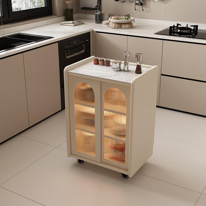 厨房小餐边柜可移动岛台柜备餐台带轮子调料收纳柜料理台置物架