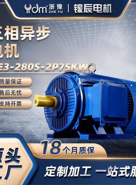 三相异步电动机YE3-280S-2P75W380V马达电机工业动力节能大功率