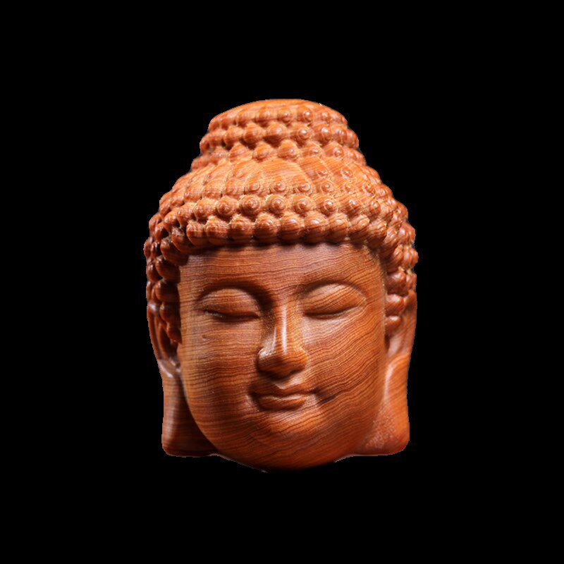 天然崖柏木实木雕刻佛头转运文玩小挂件家居物工艺品