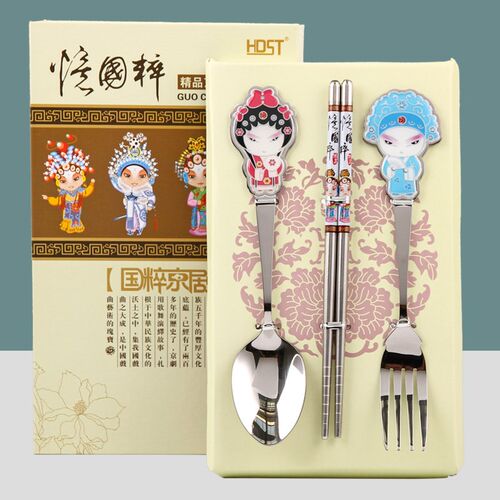 中京剧脸谱餐具筷子勺叉子件北京特色出国礼品
