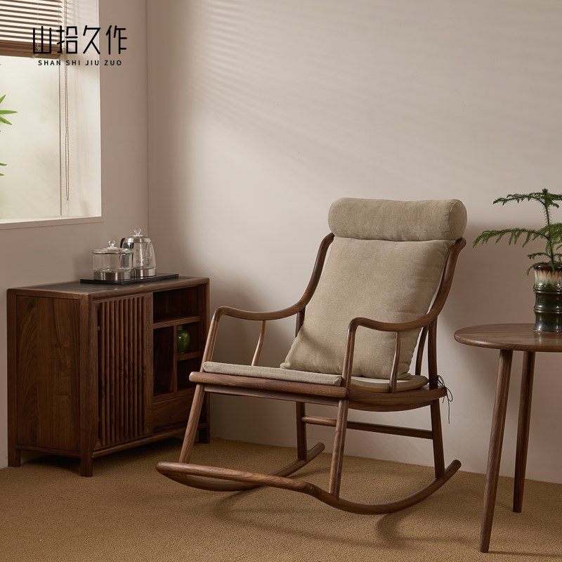 北美现代摇椅新休闲摇摇椅客厅中古风躺椅逍遥椅