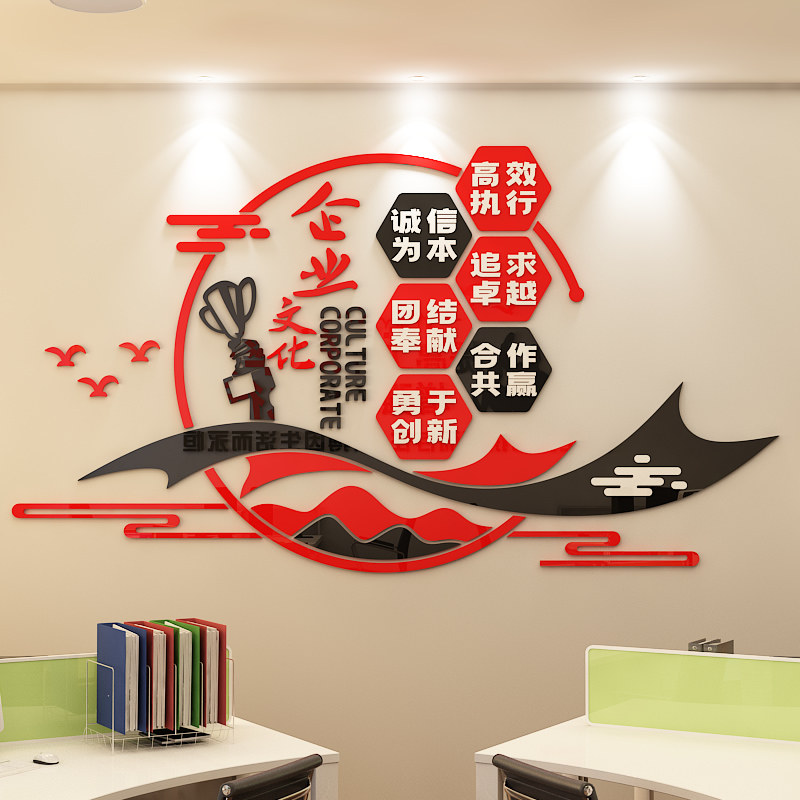 公司企业办公室会议室立体墙画上饰励志标语