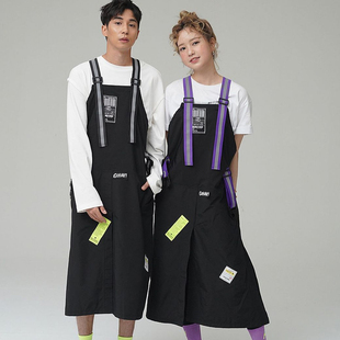 防水围裙女冬季新款背带级黑色个性时尚洋气工作服男奶茶店