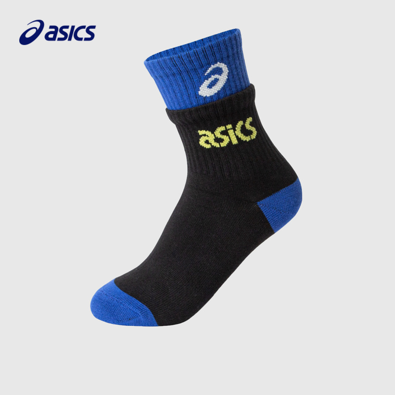 ASICS/亚瑟士儿童2025男女童袜子柔软弹力中筒袜撞色提花运动袜