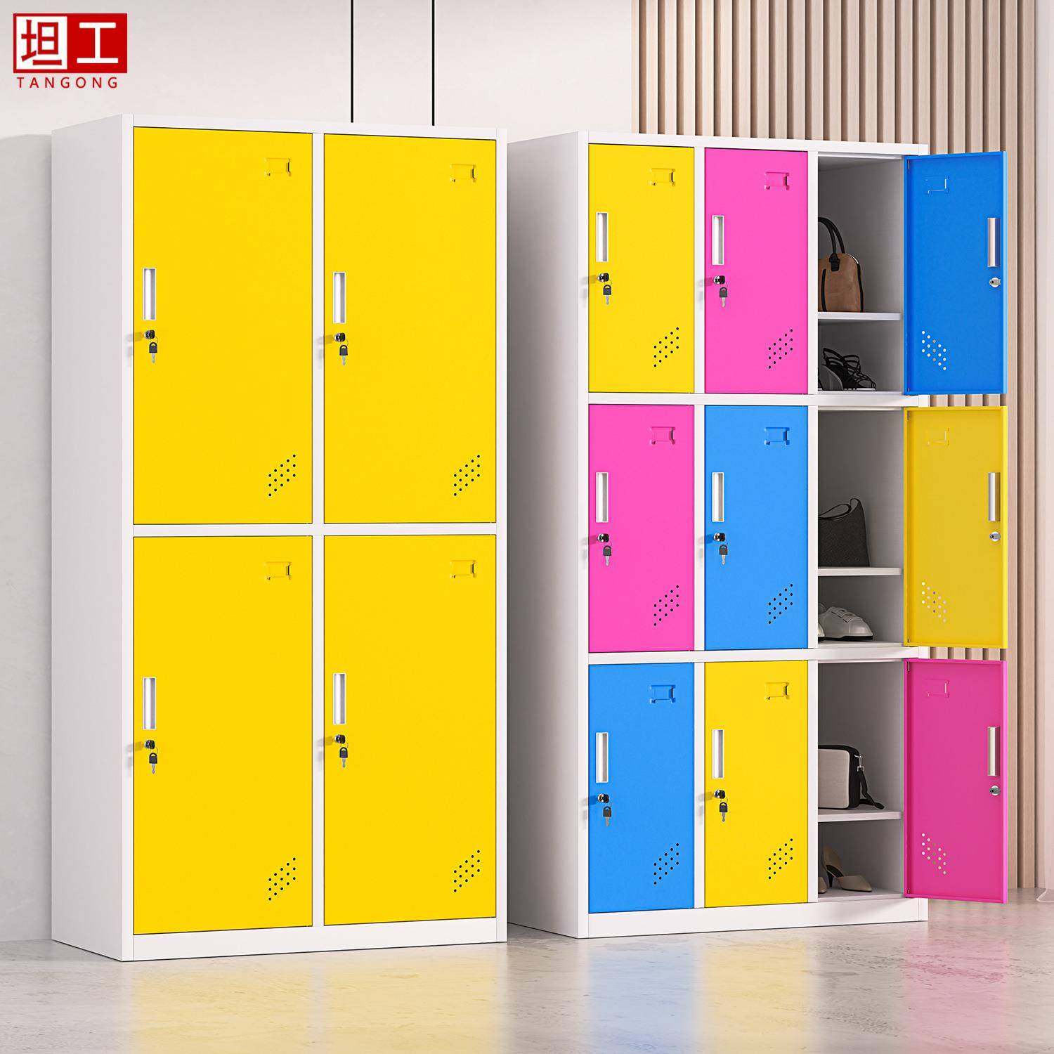 彩色更衣柜宿舍储物柜健身房存包柜美容院多门密码锁储物柜,商业/办公家具,办公储物柜,淘宝优惠券,粉丝福利购,淘宝优惠卷