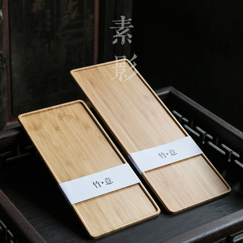 素影 干泡茶盘竹制盘长方形干泡盘木质壶承壶茶奉