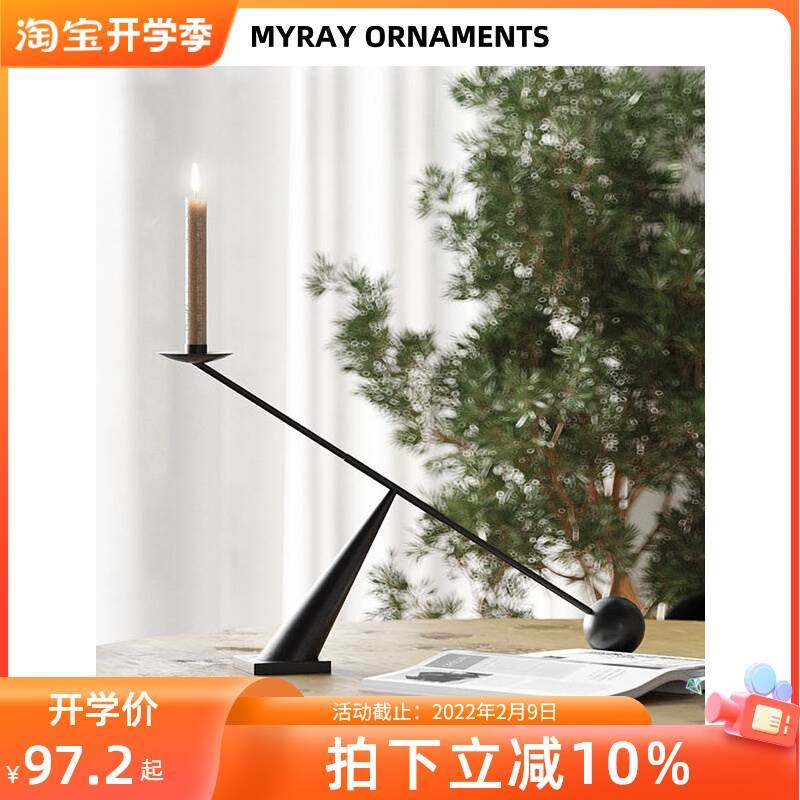 极简风铁艺雕塑烛台几何线条家居饭厅烛光晚餐布置道具装饰品